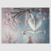 Papier Mousseline Elégant cygne blanc sur la dérive du lac (Recto)