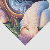 Papier Mousseline Elégant cygne d'aquarelle dans la fleur orientale (Détail)