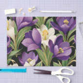 Papier Mousseline Élégant Damas avec fleurs de Crocus (Artisanat)