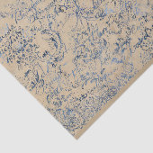Papier Mousseline Élégant Damas bleu débraillé (Détail)