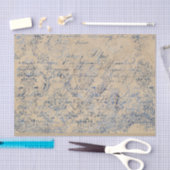 Papier Mousseline Élégant Damas bleu débraillé (Artisanat)