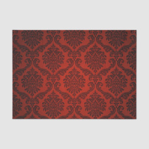 Papier Mousseline Élégant Damas rouge Vintage