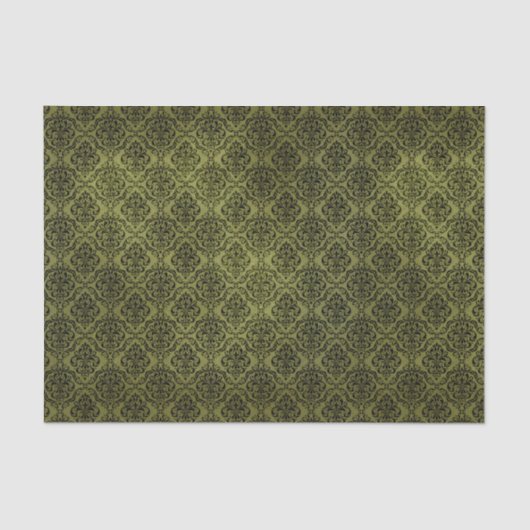 Papier Mousseline Élégant Damas vert (Recto)