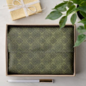 Papier Mousseline Élégant Damas vert (Cadeau)