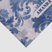 Papier Mousseline Élégant damassé Bleu toile de jouy monogramme (Détail)