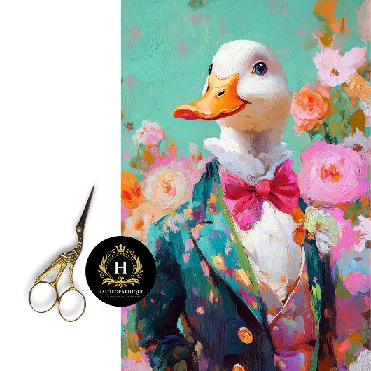 Papier Mousseline Élégant Dapper Duck Whimsical Decoupage