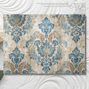 Papier Mousseline Élégant Découpage bleu Vintage