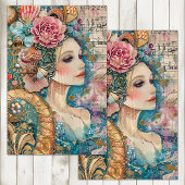 PAPIER MOUSSELINE ÉLÉGANT DÉCOUPAGE MERMAID