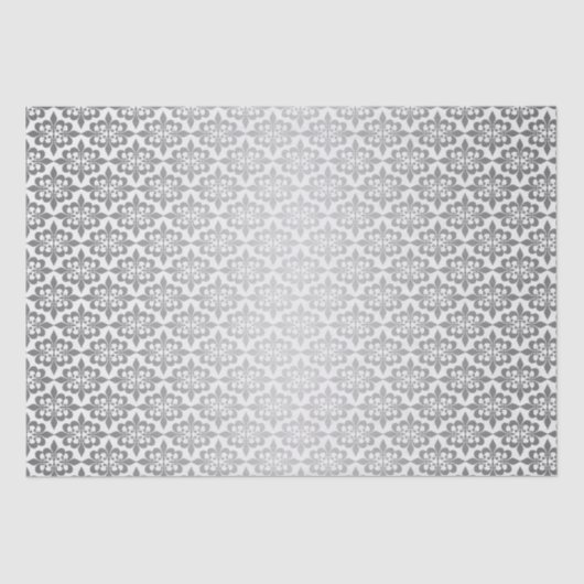 Papier Mousseline Élégant Découpage Vintage brillant Argent Damas (Recto)