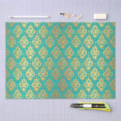 Papier Mousseline Élégant Découpage Vintage Gold Turquoise Damask (Artisanat)