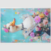 Papier Mousseline Élégant Duck Floral Whimsical Decoupage (Recto)