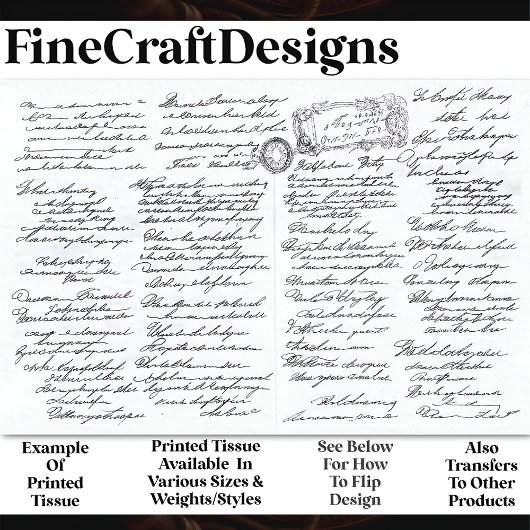 Papier Mousseline Elégant et complexe écriture cursive AF2 Découpage