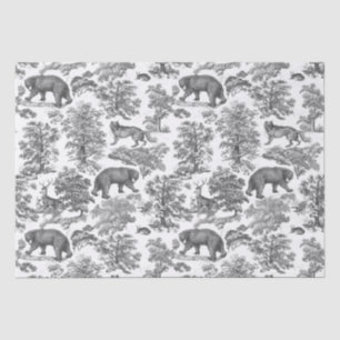 Papier Mousseline Élégant et élégant Rustic Gris Forêt Animaux Toile
