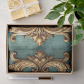 Papier Mousseline Elegant Faux Gold Teal Decoupage (Cadeau)