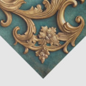 Papier Mousseline Elegant Faux Gold Teal Decoupage (Détail)