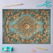 Papier Mousseline Elegant Faux Gold Teal Decoupage (Artisanat)