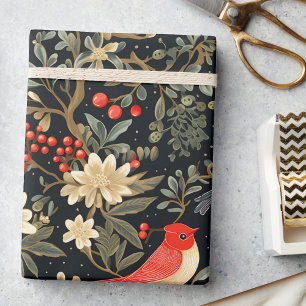 Papier Mousseline Elégant Festive Oiseaux & Découpage de Noël Floral