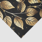 Papier Mousseline Elégant Feuille or sur noir (Détail)