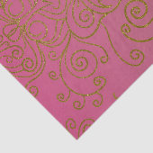 Papier Mousseline Élégant Filigrane Pailleté Or Dégradé Rose (Détail)