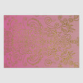 Papier Mousseline Élégant Filigrane Pailleté Or Dégradé Rose (Recto)