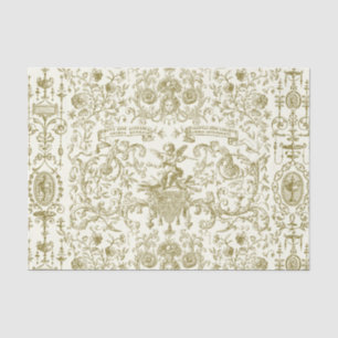 Papier Mousseline Élégant floral baroque or beige