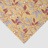 Papier Mousseline Elegant Floral Pattern with Red and Blue Leaves (Détail)