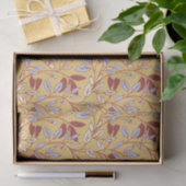 Papier Mousseline Elegant Floral Pattern with Red and Blue Leaves (Cadeau)