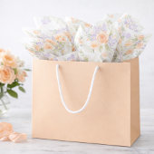 Papier Mousseline Elegant Floral Peach Lavender Sage Chevron Pattern