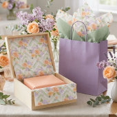 Papier Mousseline Elegant Floral Peach Lavender Sage Chevron Pattern