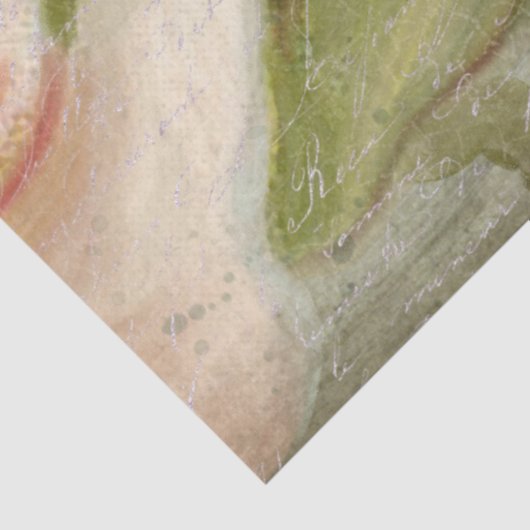 Papier Mousseline Élégant floral rose Script Ephemera Découpage (Détail)