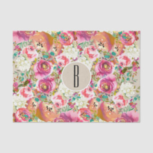 Papier Mousseline Élégant Floral Rustique Kraft Monogramme Shabby Ch
