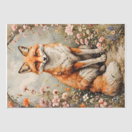 Papier Mousseline Elegant Fox - Découpage - (Recto)