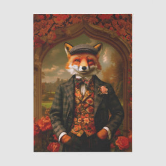 Papier Mousseline Elegant Fox Gentleman Portrait EW5Z Decoupage