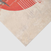 Papier Mousseline Elegant Geisha en Soleil Rouge - Art Japonais Vint (Détail)