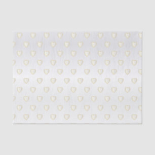 Papier Mousseline Elégant Gold Blanc et Coeurs Diamants Satinés