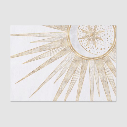 Papier Mousseline Elegant Gold Doodles Sun Moon Mandala Design (Recto)