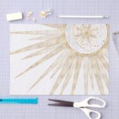 Papier Mousseline Elegant Gold Doodles Sun Moon Mandala Design (Artisanat)