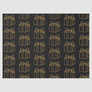 Papier Mousseline Élégant Gold et Black boîte cadeau Motif Holiday