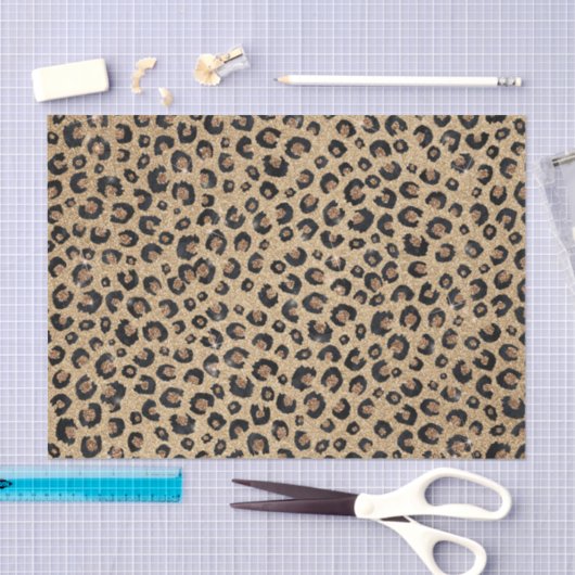 Papier Mousseline Elegant Gold Glitter Black Leopard (Artisanat)