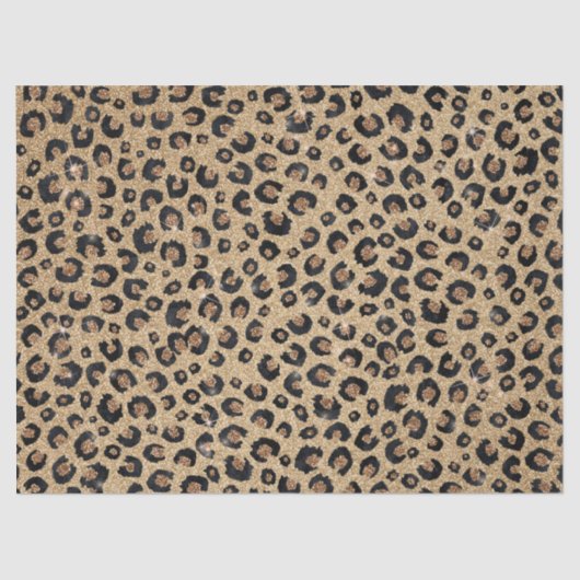 Papier Mousseline Elegant Gold Glitter Black Leopard Print (Recto)