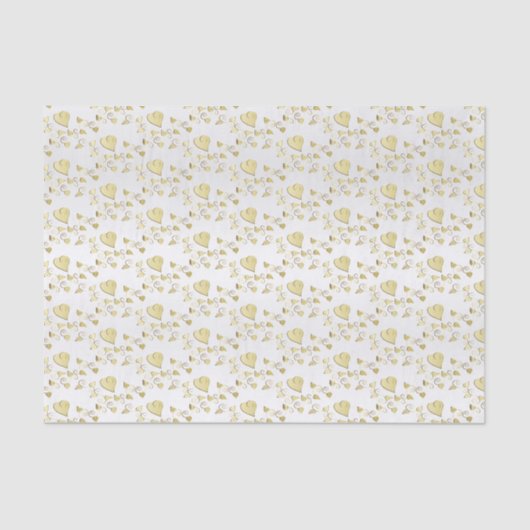 Papier Mousseline Elégant Gold Hearts Design Motif (Recto)