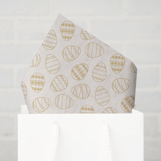 Papier Mousseline Elegant Gold Line Art Easter Egg Pattern Boho Chic (Sac cadeau)
