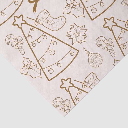 Papier Mousseline Élégant Gold Line Art Noël (Détail)