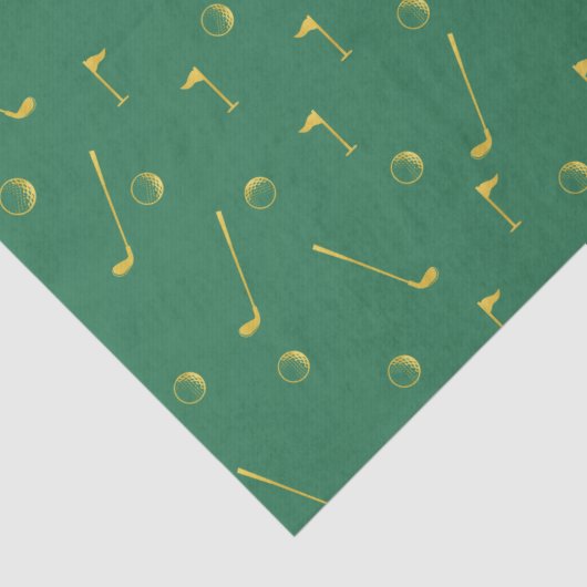 Papier Mousseline Elégant Gold Motif Golfer Green (Détail)