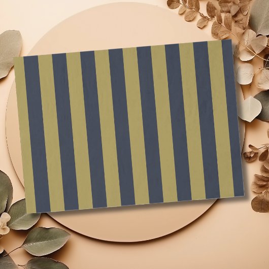 Papier Mousseline Elégant Gold & Navy Blue Vertical Stripes