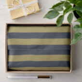 Papier Mousseline Elégant Gold & Navy Blue Vertical Stripes (Cadeau)