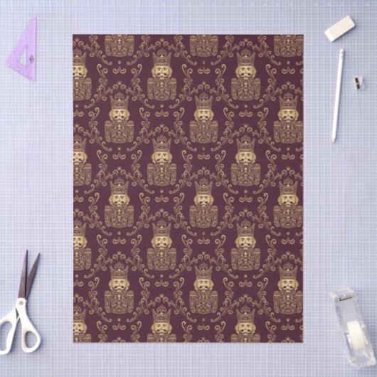 Papier Mousseline Elegant Gold Nutcracker Christmas Damask (Artisanat)