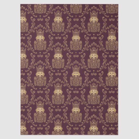 Papier Mousseline Elegant Gold Nutcracker Christmas Damask (Recto)