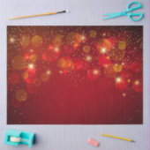 Papier Mousseline Élégant Gold Sparkles et Bokeh sur Red Holiday (Artisanat)
