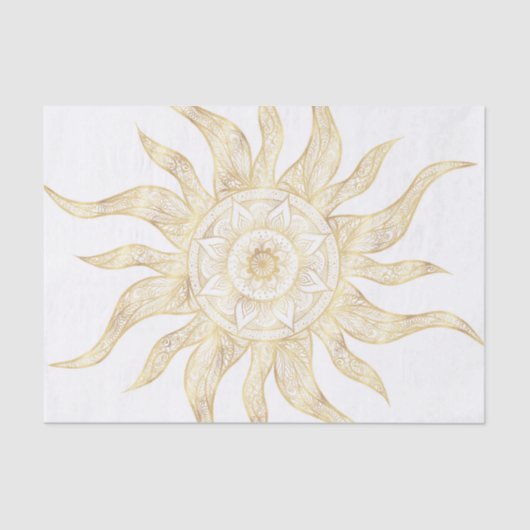Papier Mousseline Elégant Gold Sun Mandala Design (Recto)